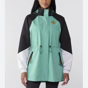 Outdoor Afro + REI Co-op Shell Jacket Teal Full Zip Longline Cinch Size Medium